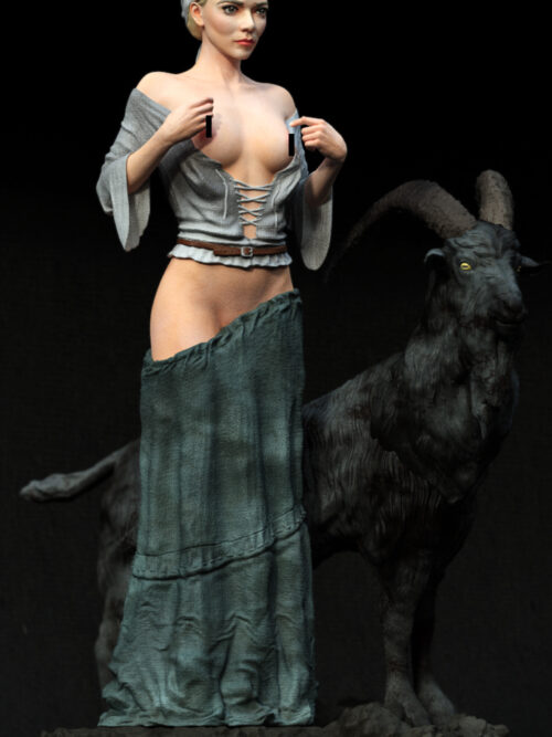 La Sorcière au Bouc Noir – Figurine résine dark fantasy