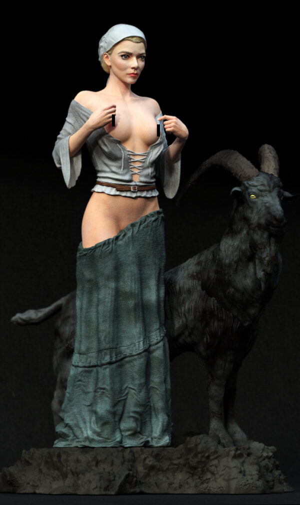 La Sorcière au Bouc Noir – Figurine résine dark fantasy