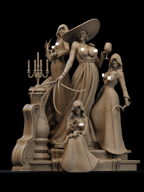 Lady Dimitrescu & ses filles – Diorama figurine résine Resident Evil