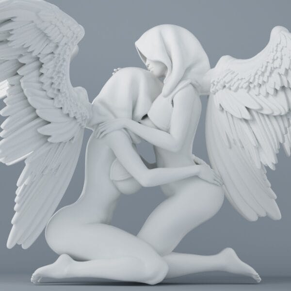 SEXY DOUBLE ANGEL SERIES 00200001 Les Anges Enlacées – Diorama résine fantasy angélique de collection