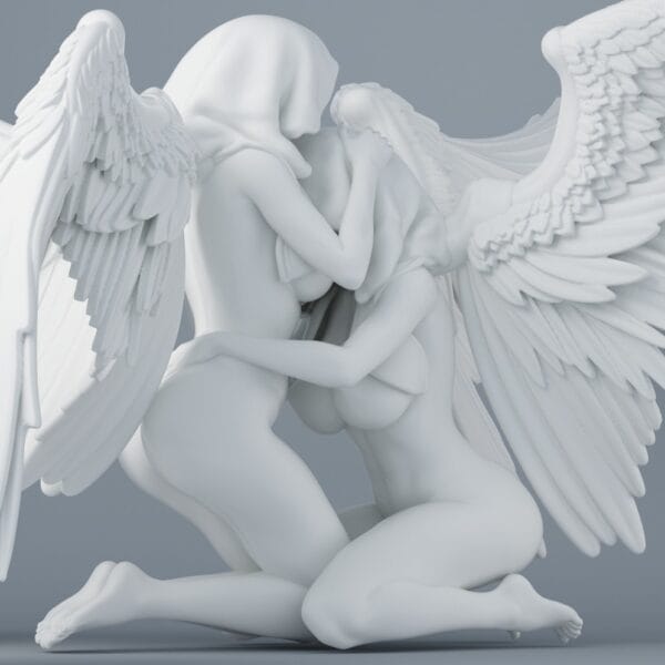 SEXY DOUBLE ANGEL SERIES 00200003 Les Anges Enlacées – Diorama résine fantasy angélique de collection