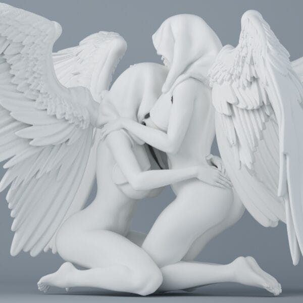 SEXY DOUBLE ANGEL SERIES 00200004 Les Anges Enlacées – Diorama résine fantasy angélique de collection