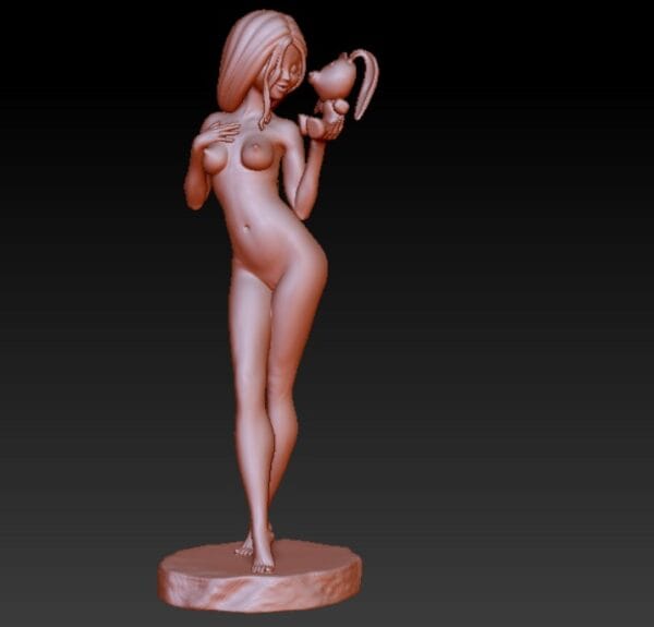 SEXY TOON POSE 2 STL00002 Élya à la Théière – Figurine résine pin-up toon de collection