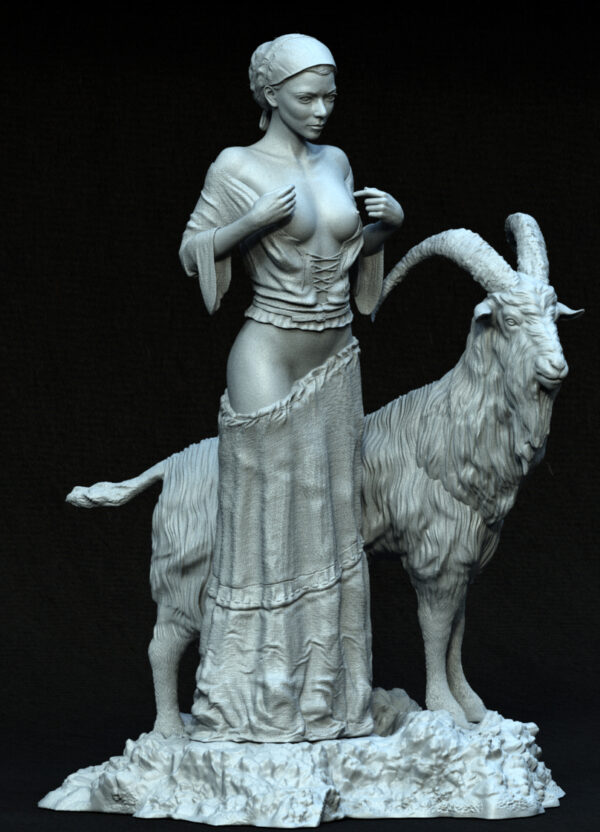 La Sorcière au Bouc Noir – Figurine résine dark fantasy
